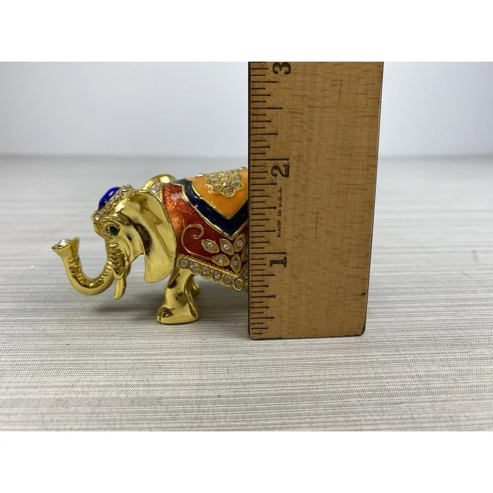 Trinket Box Golden Elephant Bejeweled 4 In Long x 2 In‎ Tall Jewels